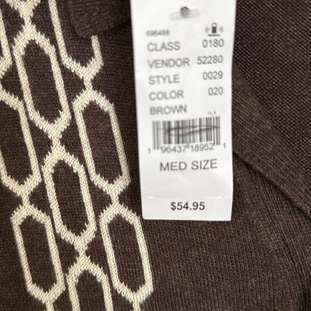 PacSun Brown Jacquard Knit Button-Up Shirt - Size Medium - NEW - Picture 5 of 11